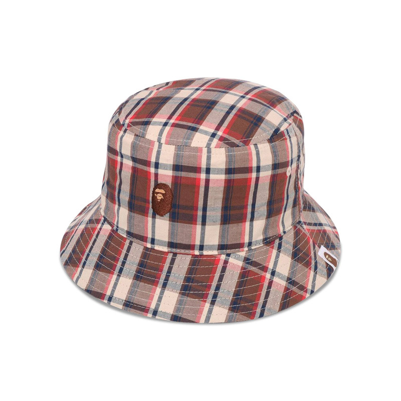 A BATHING APE® BAPE Mini Check Bucket Hat 'Red' outlook