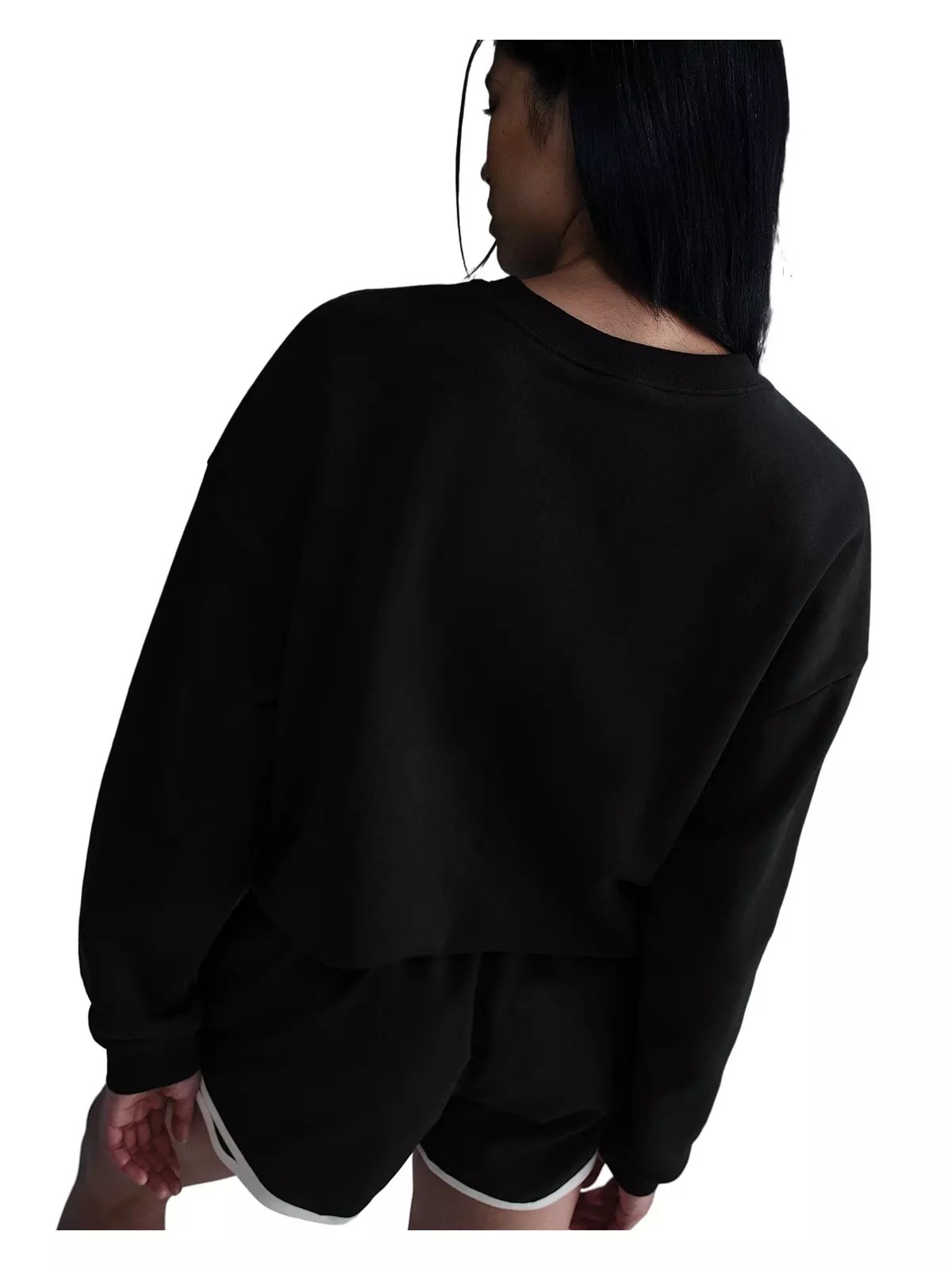 Women's Sportswear Club Fleece Loose Crew-Neck Sweatshirt -Black - 2