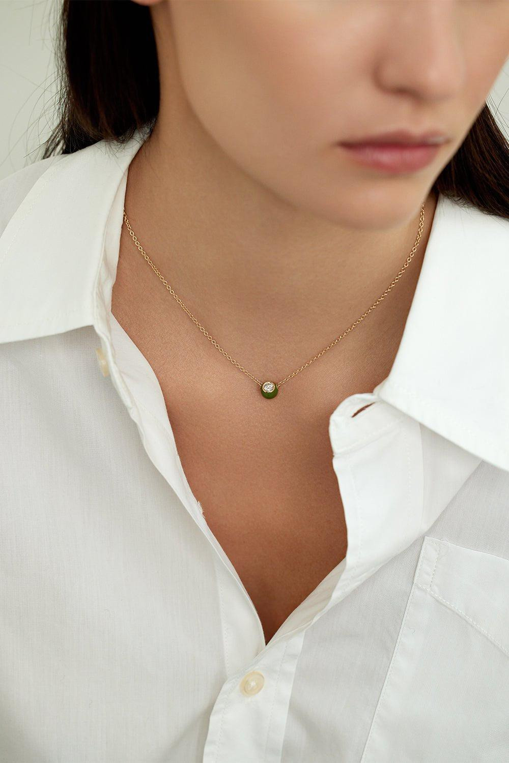 Small Black Audrey Diamond Pendant Necklace - 2