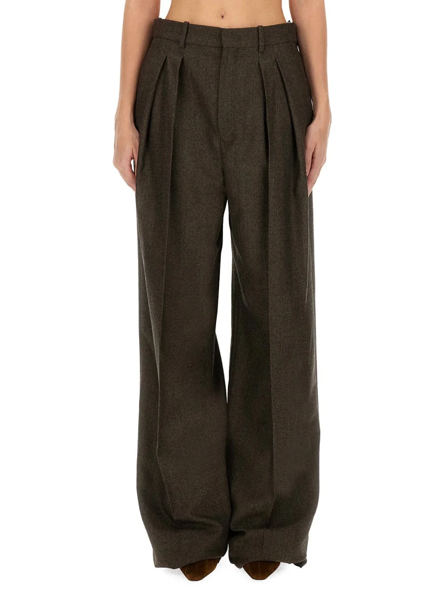 Saint Laurent Women Wool Wide Leg Pants - 1