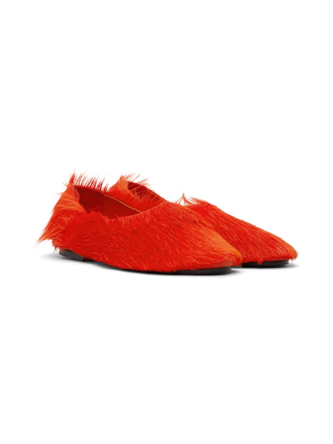 Orange Long Hair Pony Loafers - 4