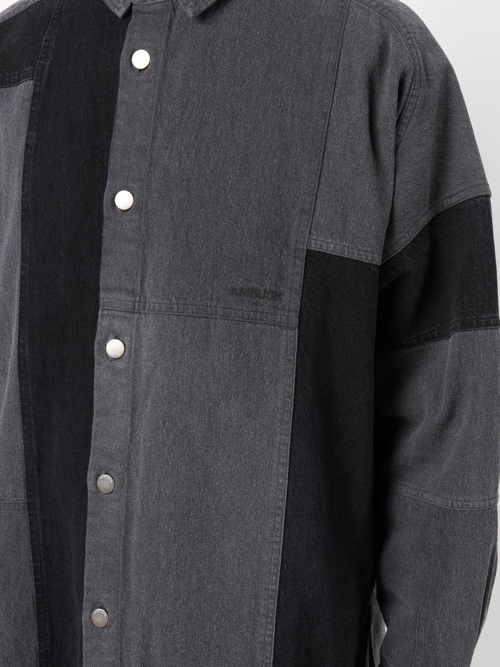 patchwork denim shirt - 5