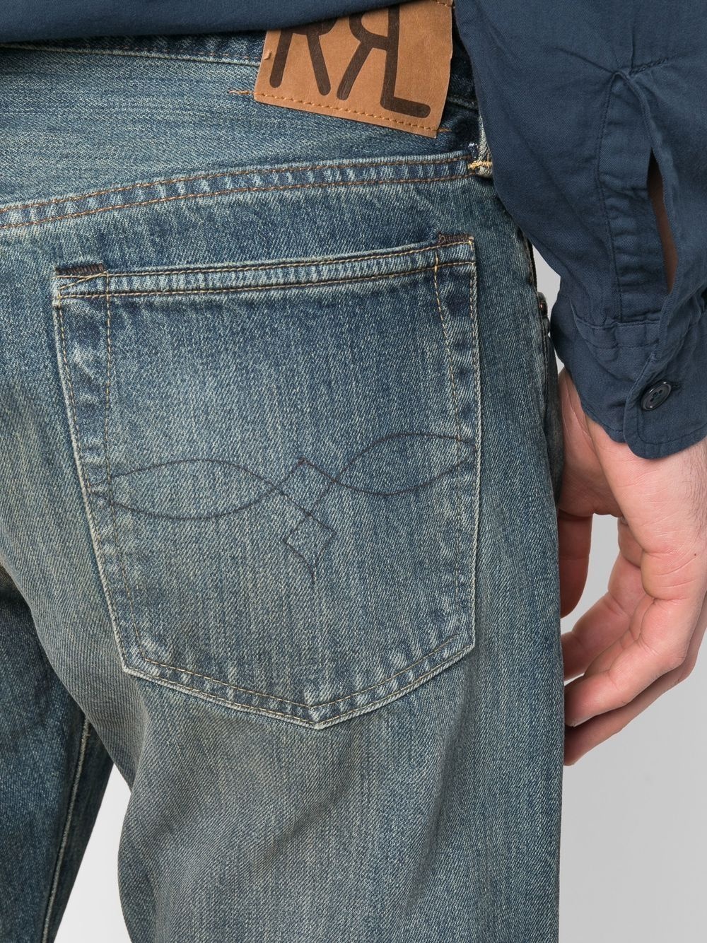 straight-leg washed denim jeans - 5