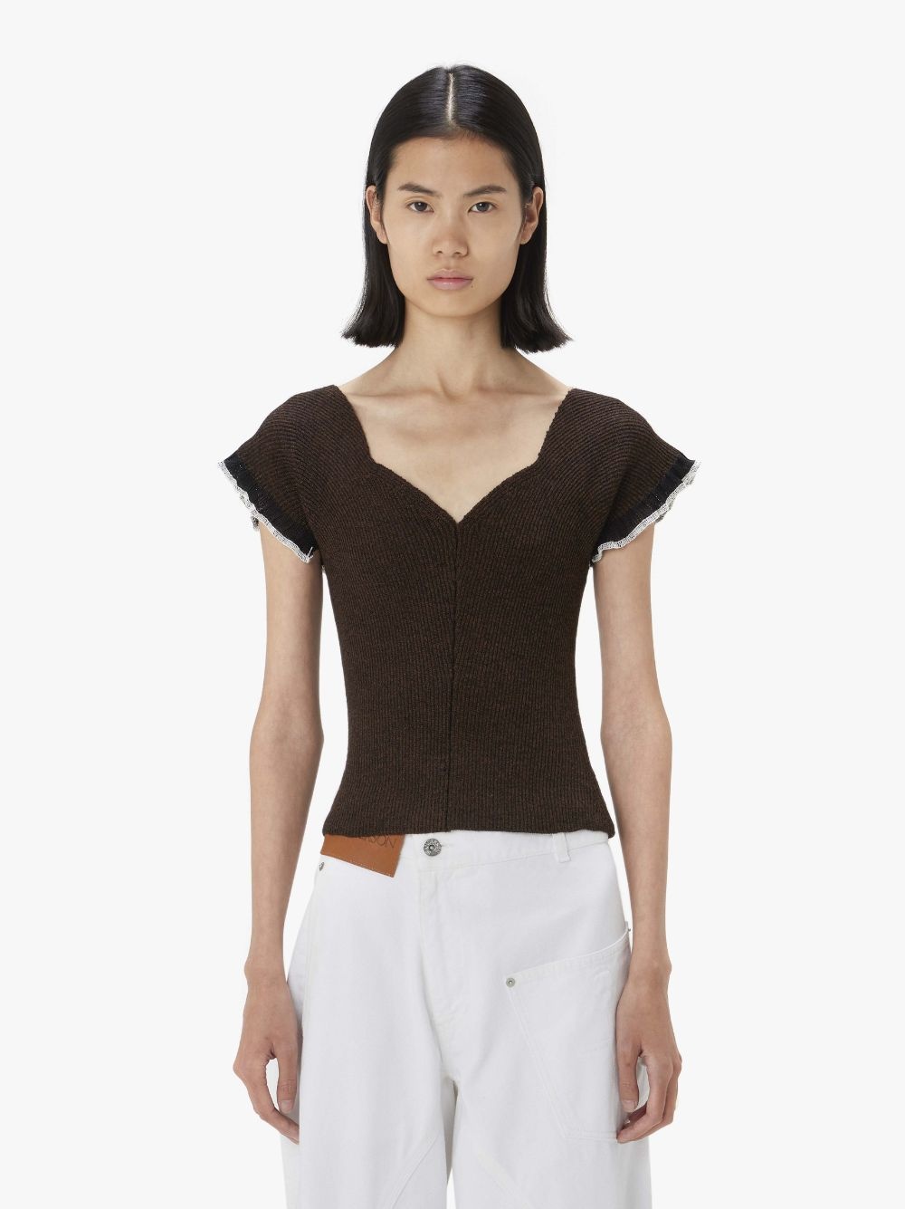 SHORT SLEEVE TOP WITH FRILL CUFF - 2
