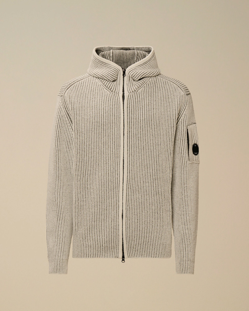 Fleece Knit Hooded Full Zip Sweater 1