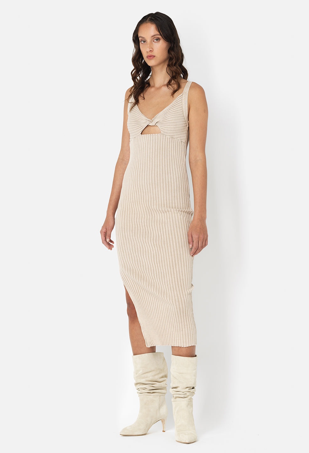 MINERAL WASH GINZA RIB TWIST DRESS - 3