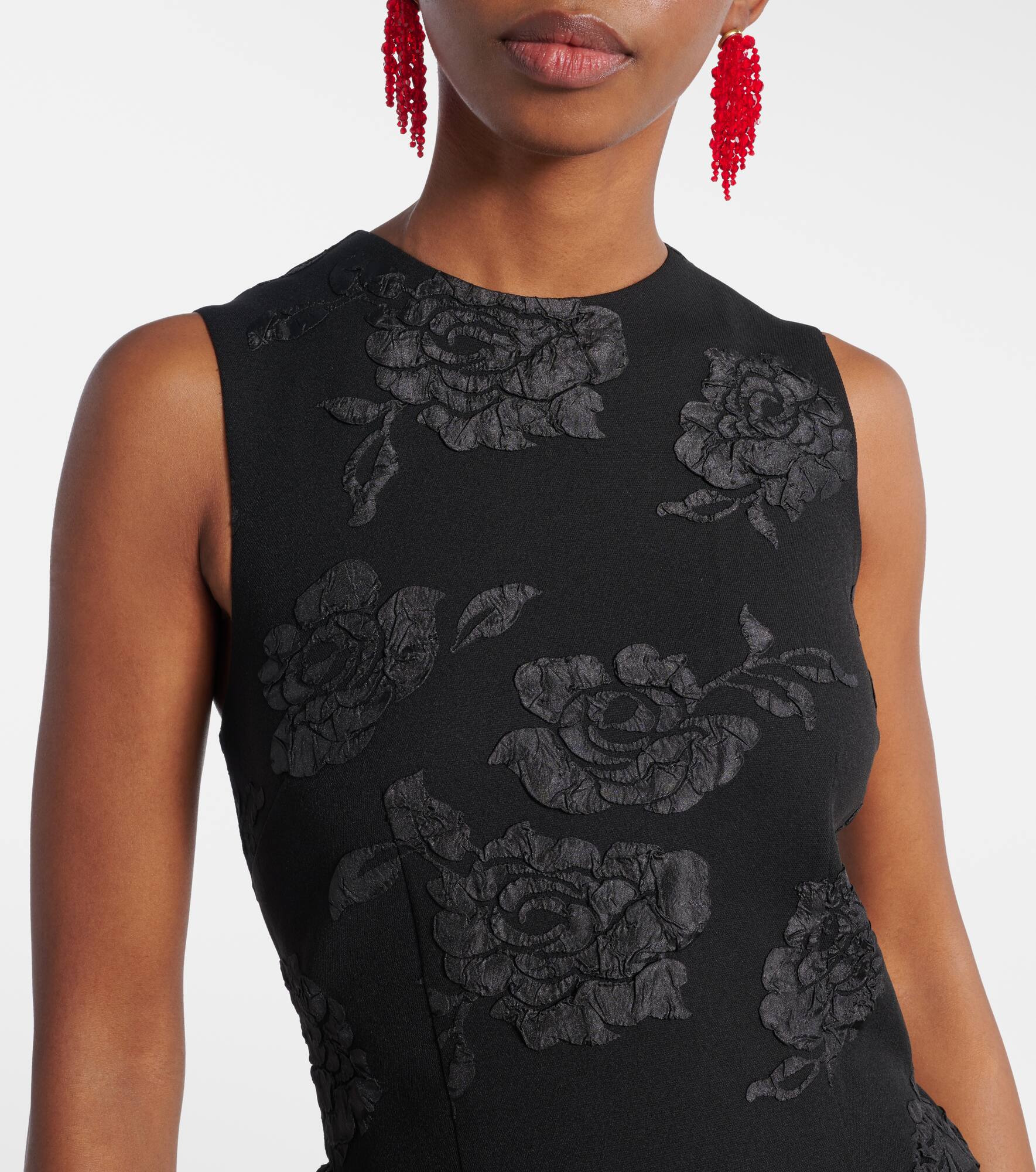 Floral jacquard midi dress - 4