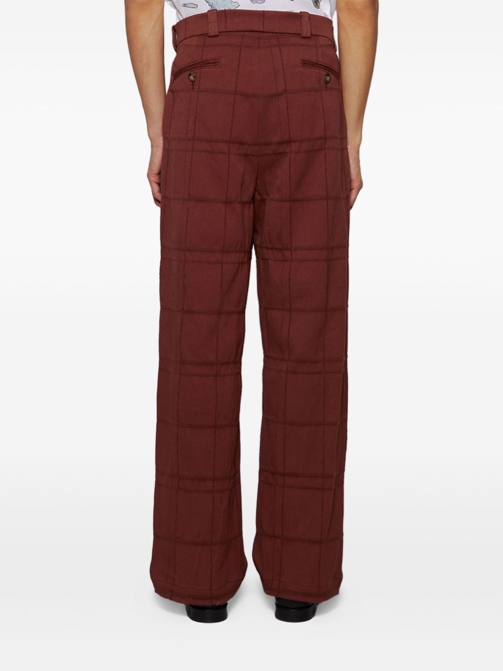 checked cotton trousers - 5