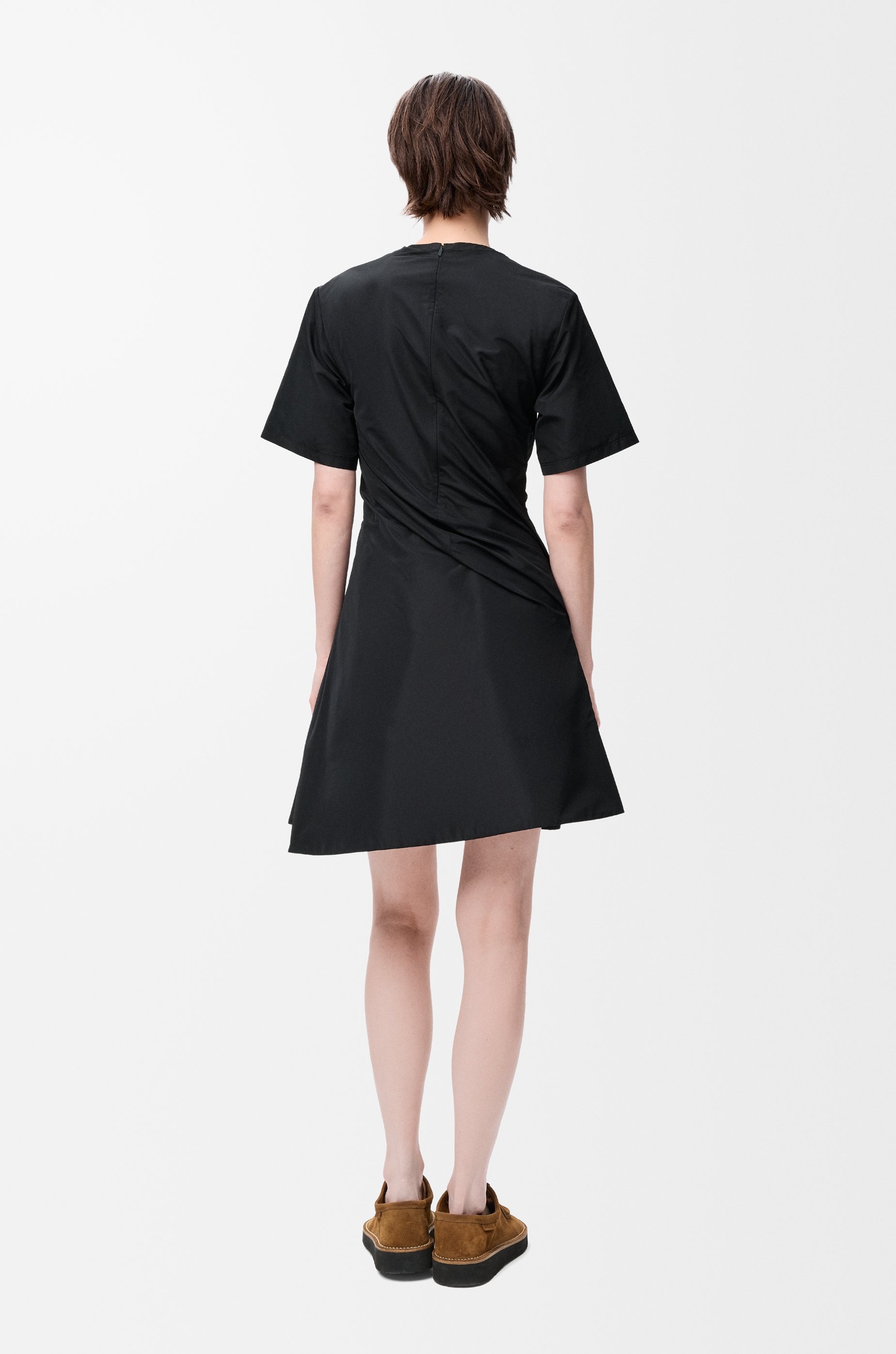 twisted dress in silk blend taffeta - 3