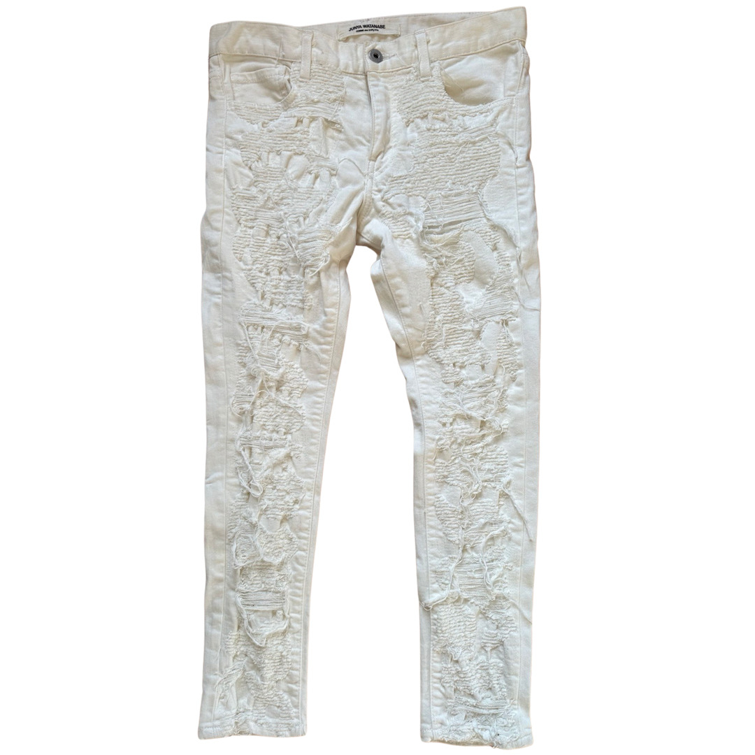 Coup de Grace - Junya Watanabe White Distressed Denim AW17 Sz Small - 1