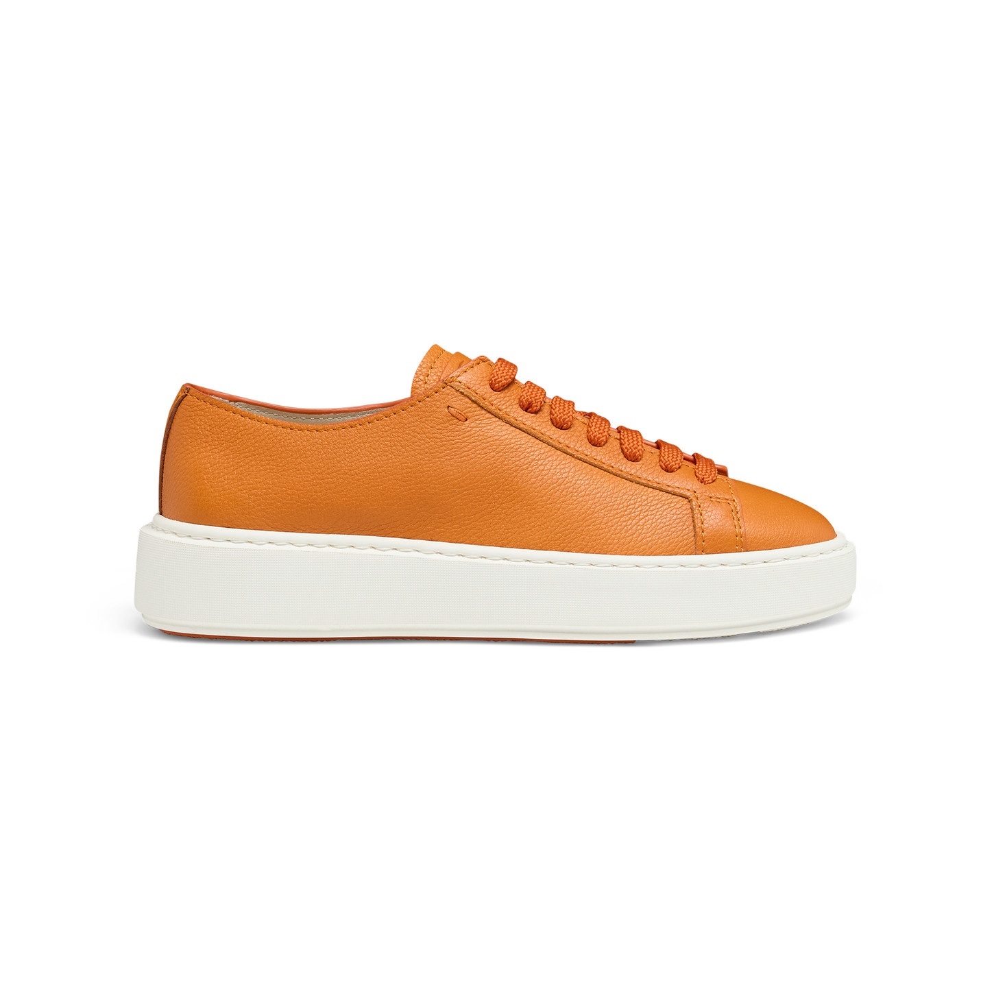 Santoni Women's orange tumbled leather sneaker | REVERSIBLE