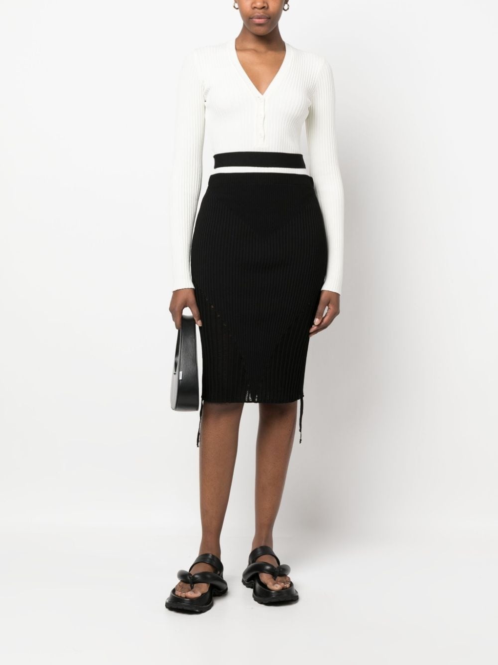 ribbed-knit pencil skirt - 2