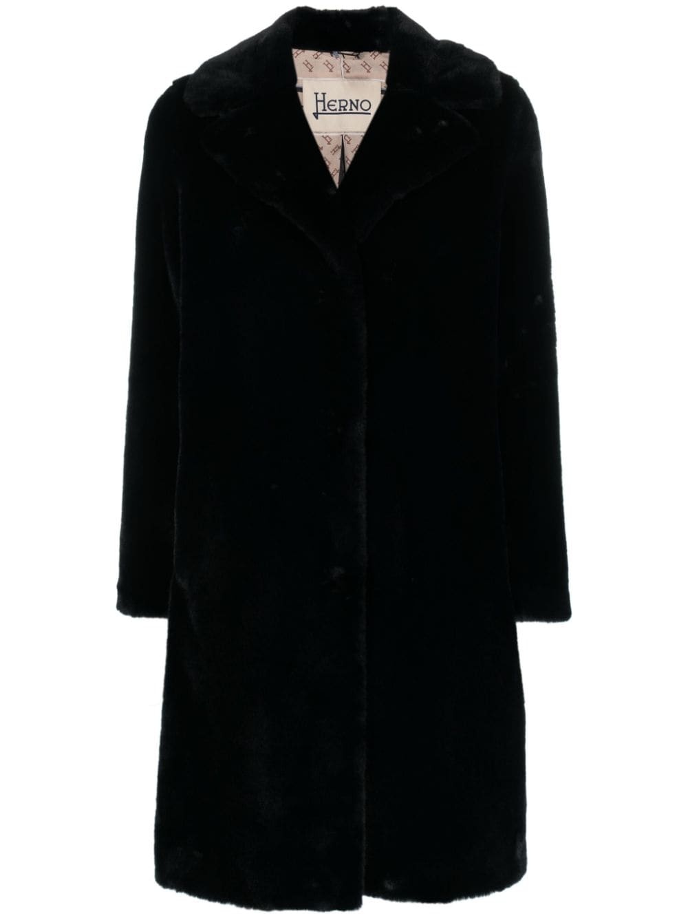 faux-fur single-breasted coat - 1