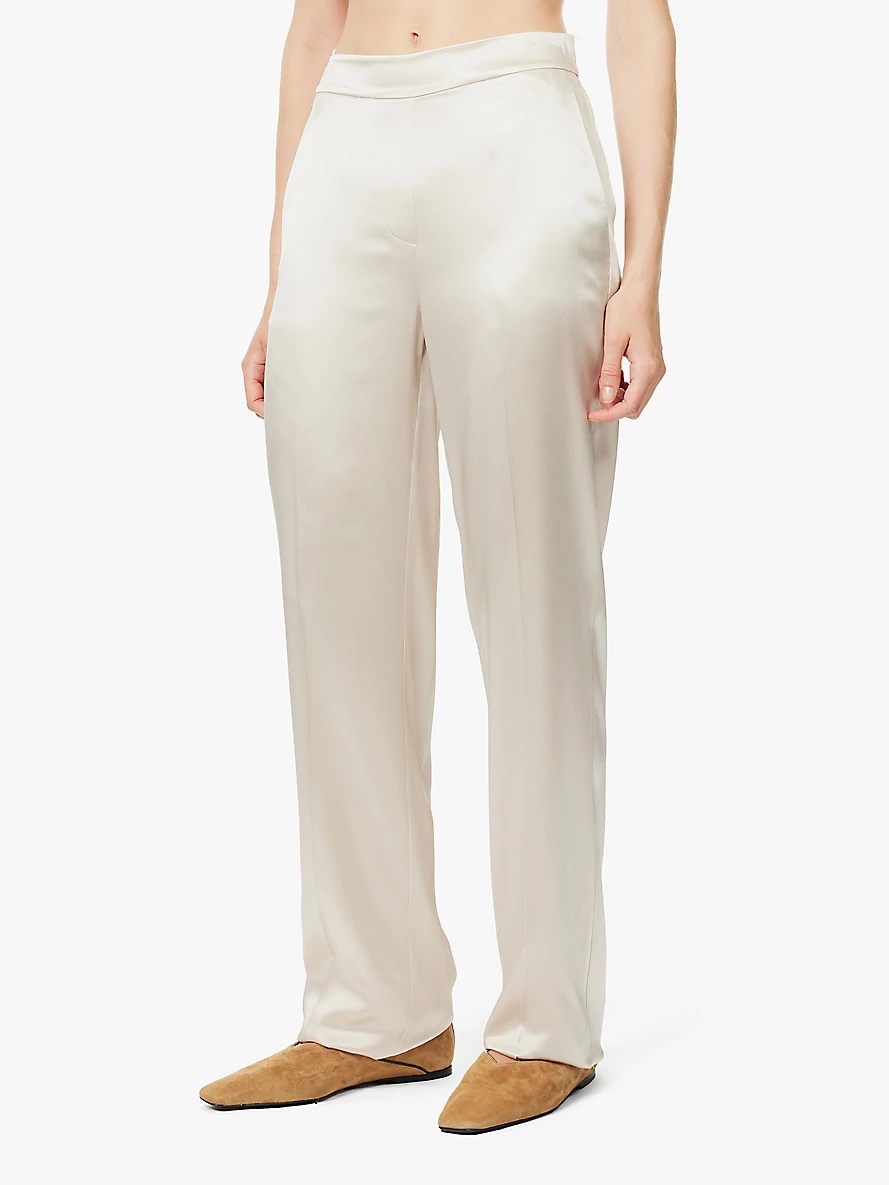 Tova two-slip-pockets straight-leg high-rise silk trousers - 3