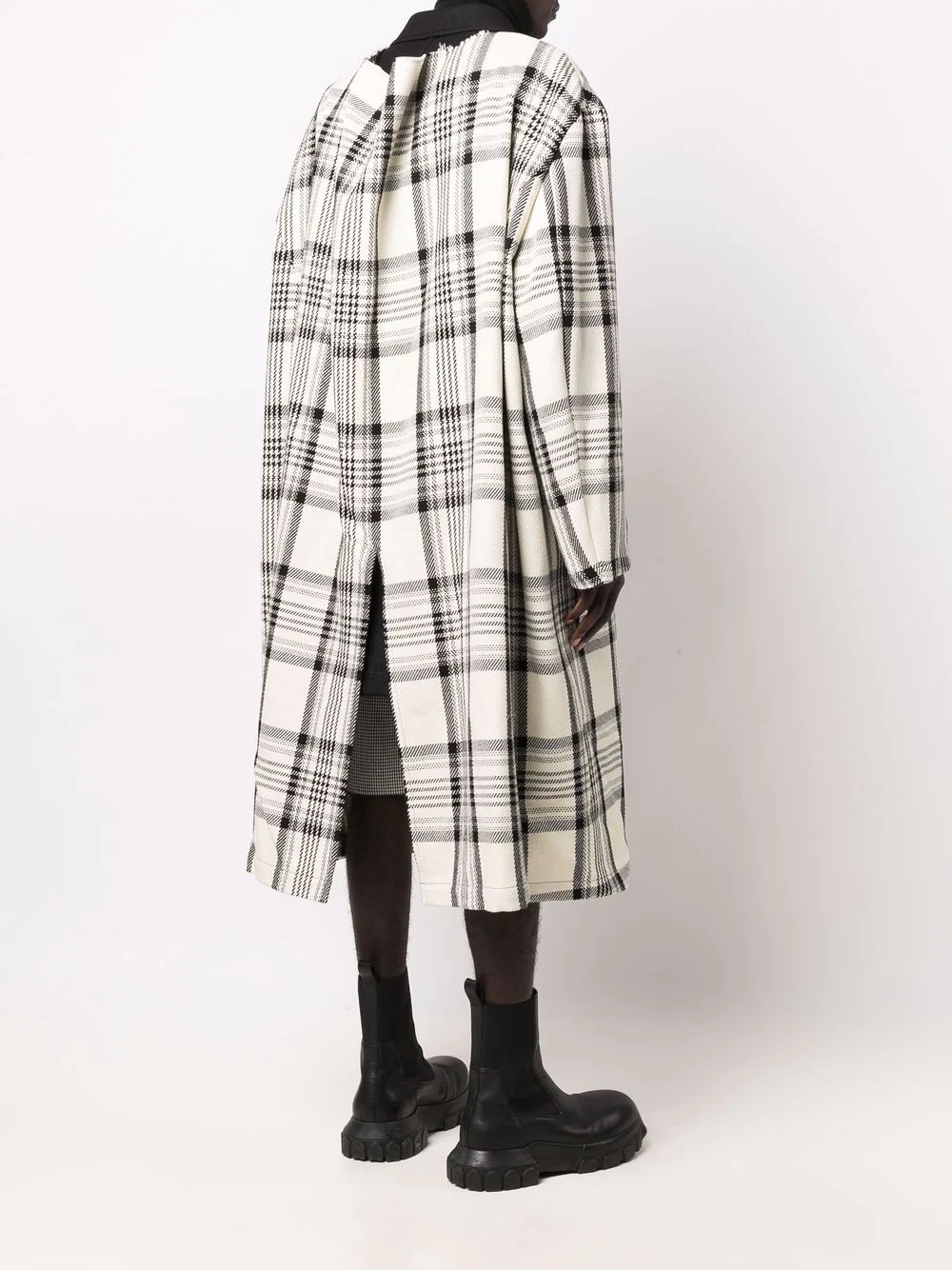 panelled check midi coat - 4