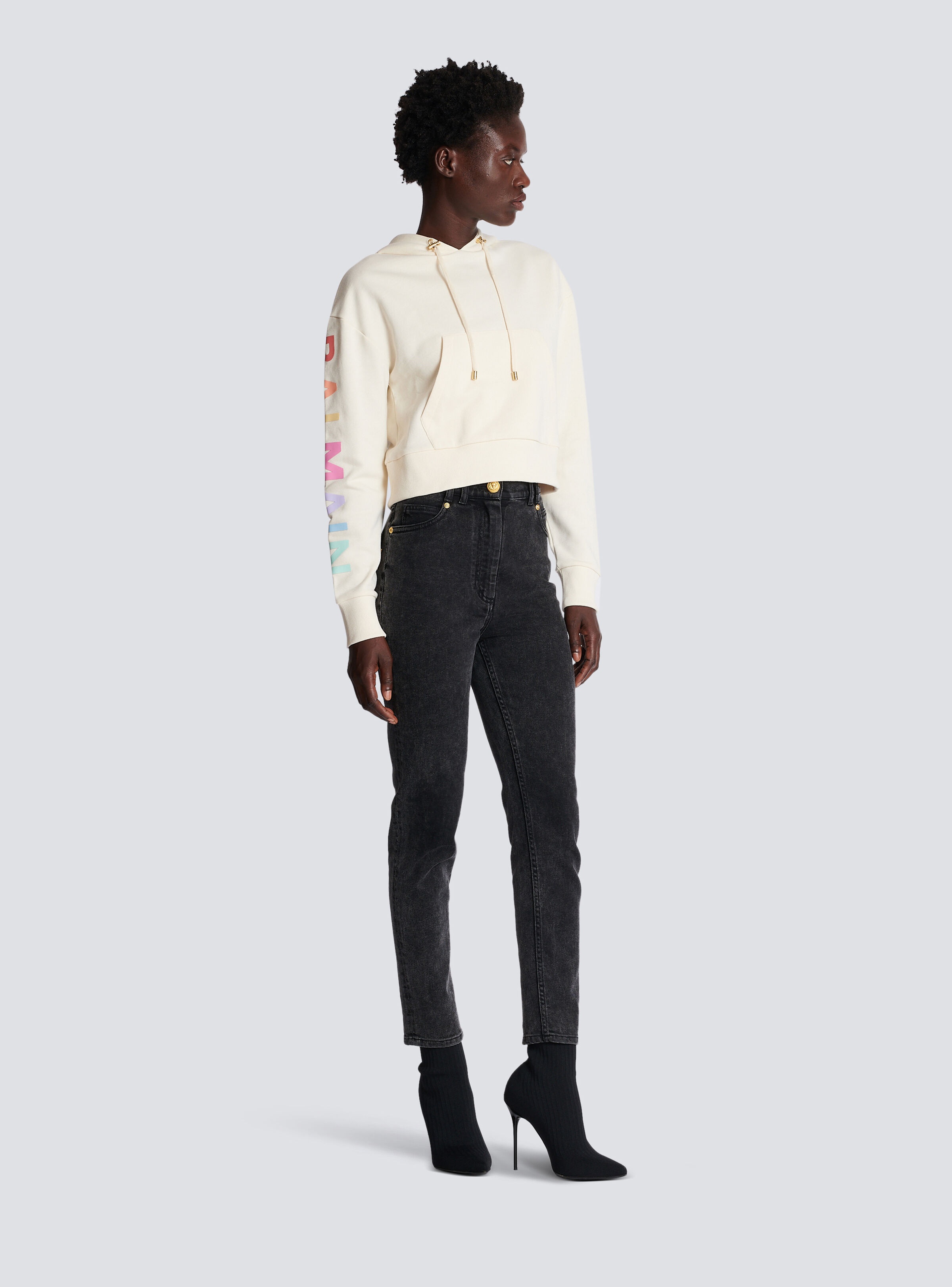 Cotton printed Balmain logo sweatshirt - 4