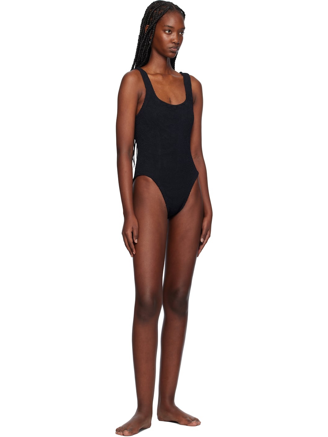 Black Square Neck Swimsuit - 4