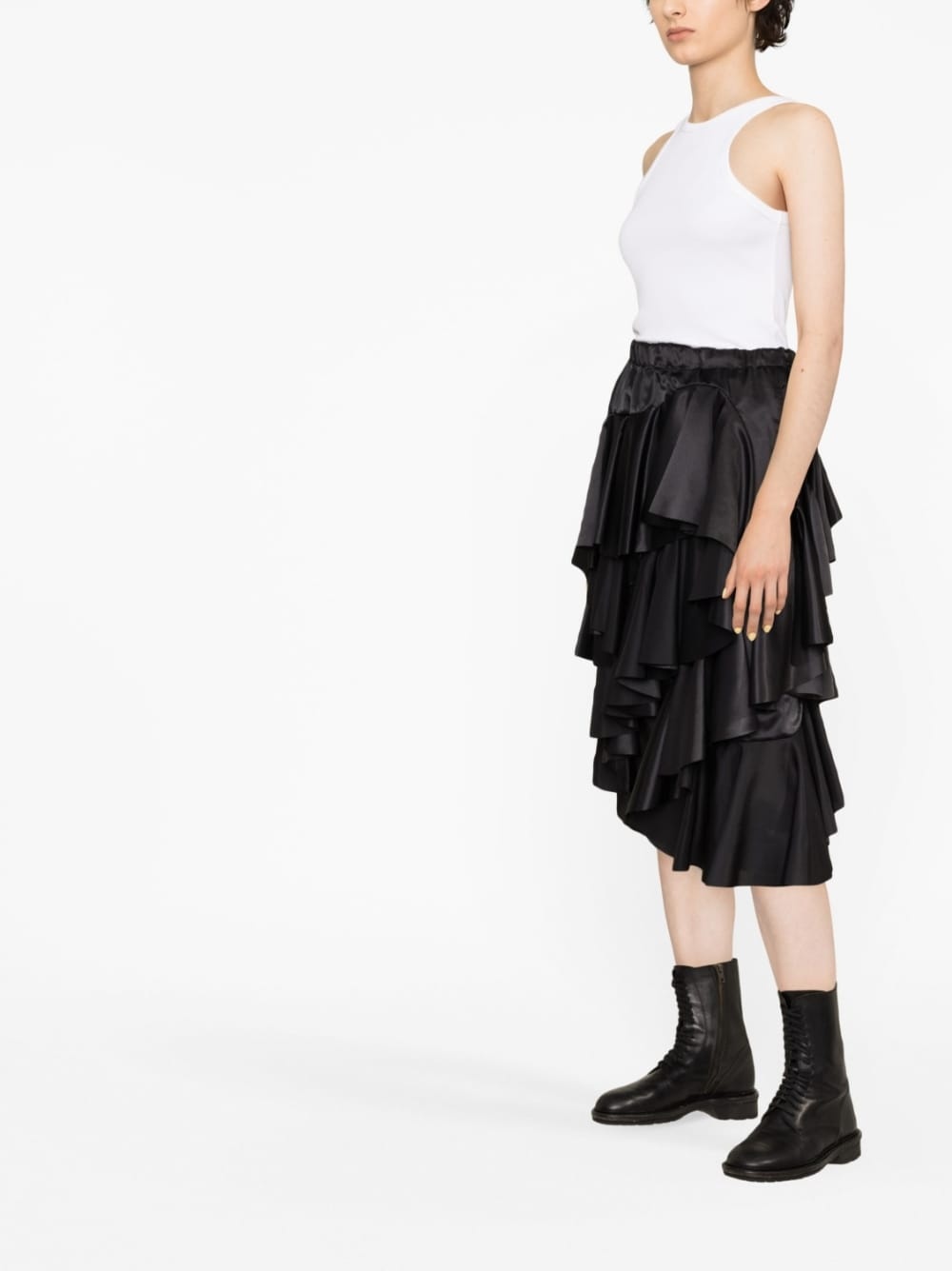 ruffled tiered midi skirt - 3