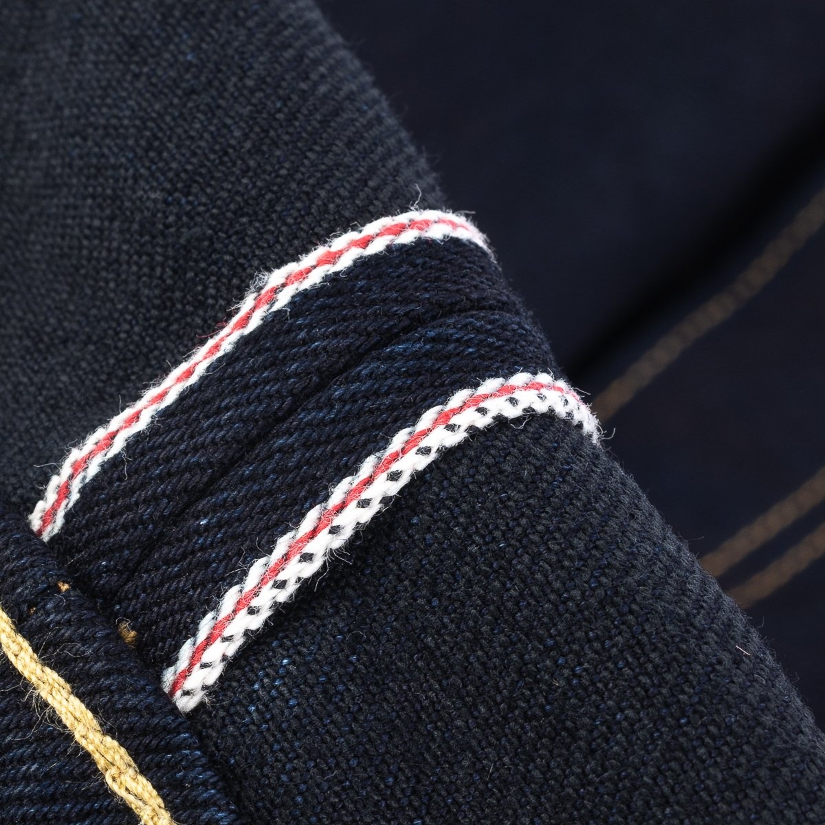 IH-634S-142ib-c 14oz Selvedge Denim Straight Cut Jeans - Indigo/Black - 12