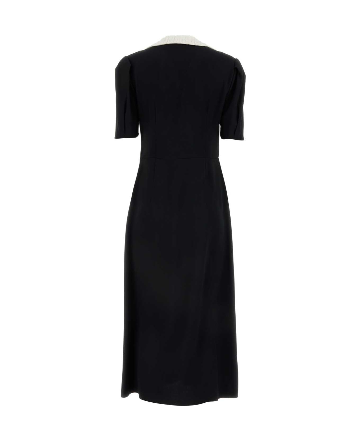 Black Crepe Shirt Dress - 2