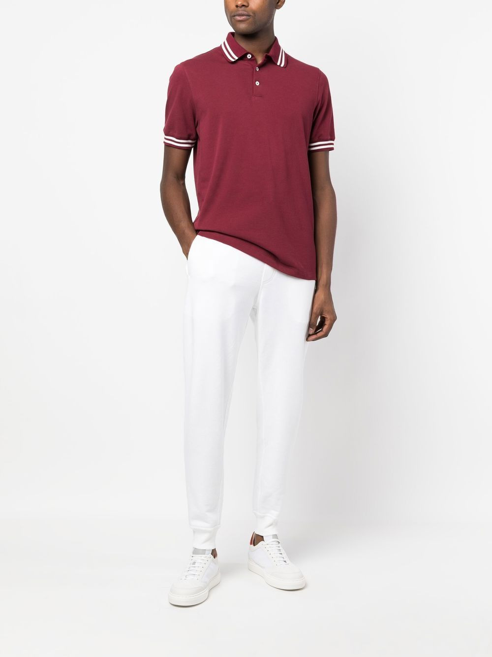 striped-trim polo shirt - 2