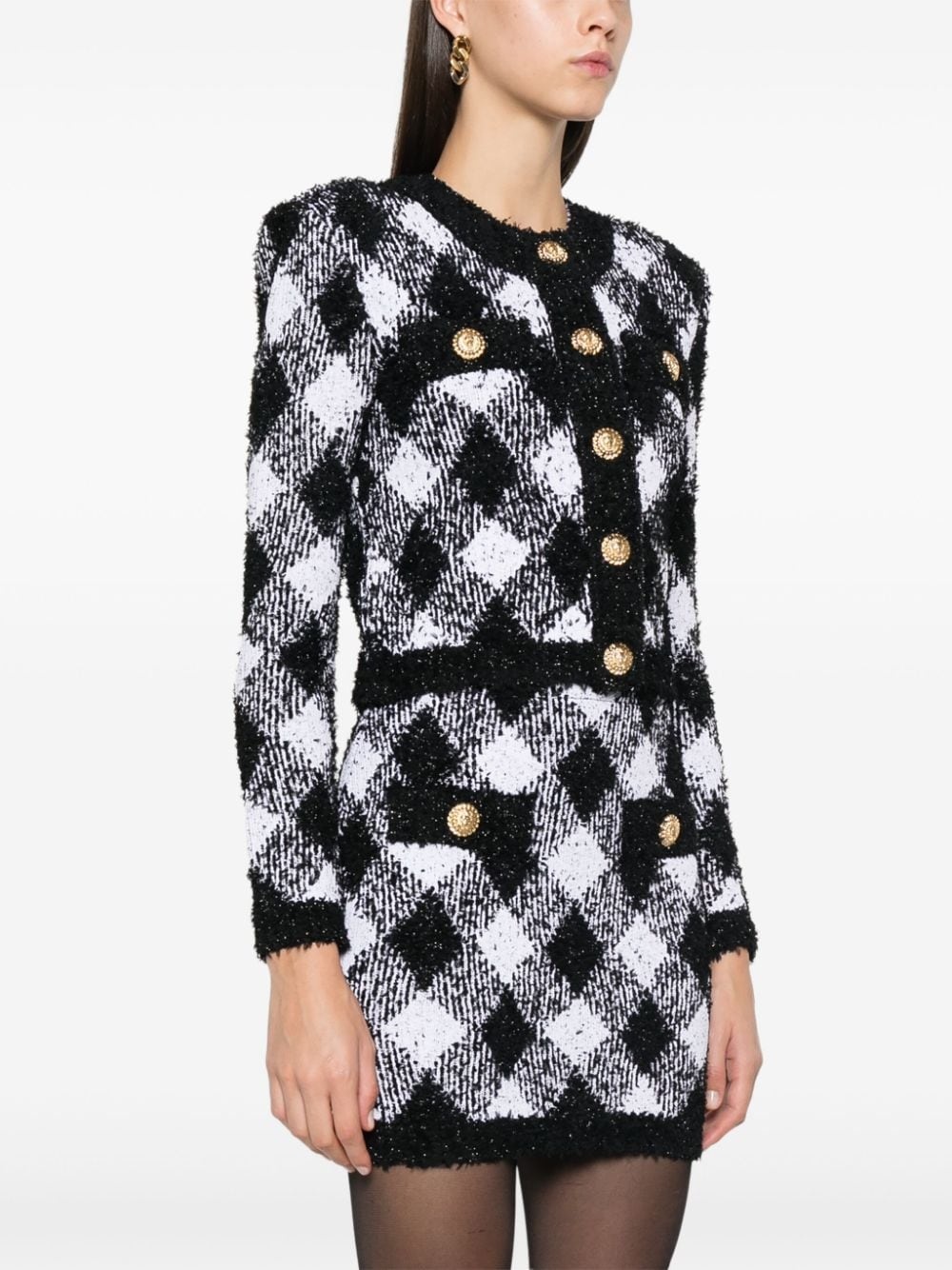 gingham tweed jacket - 3