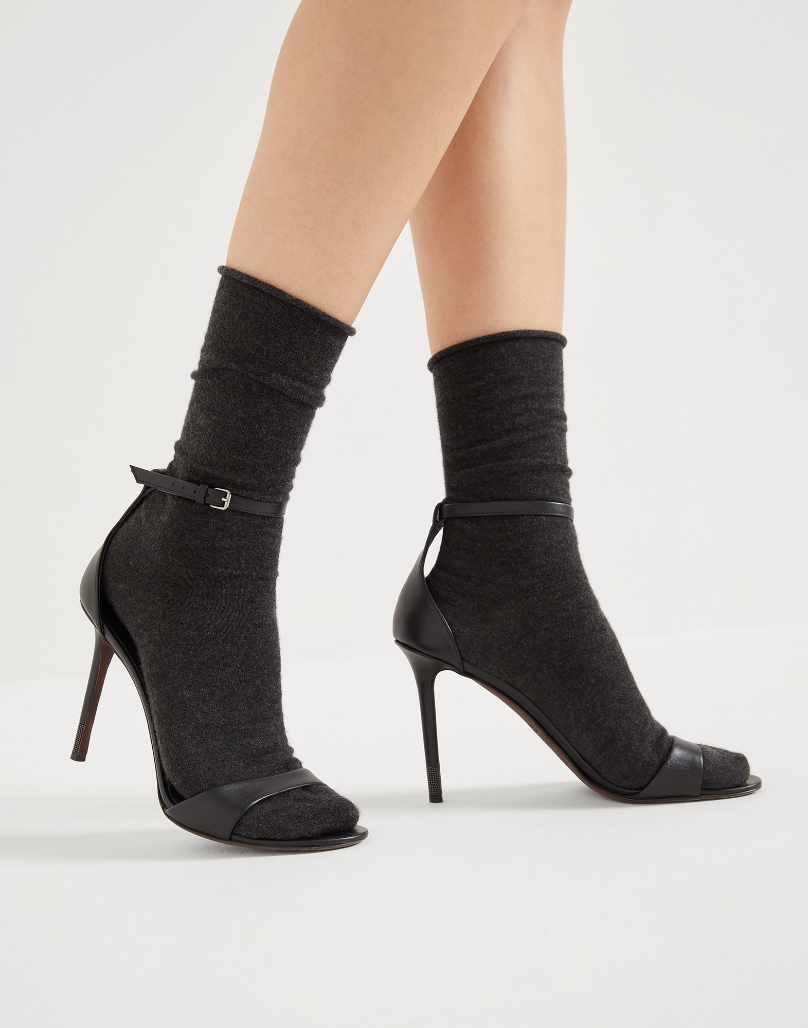 Nappa leather heels with monili - 4