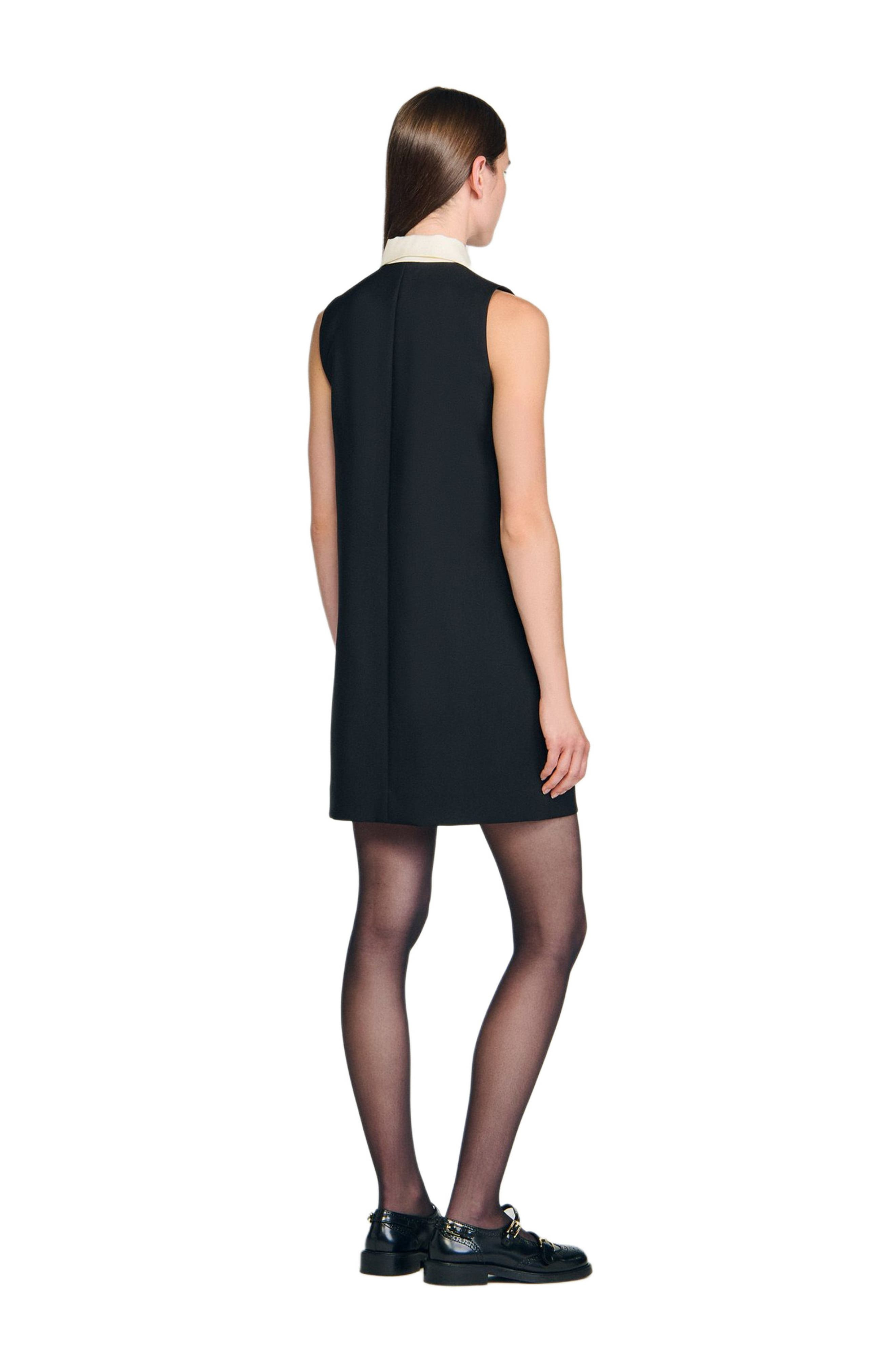 SANDRO Short dress with contrast collar in Black at Nordstrom - 2