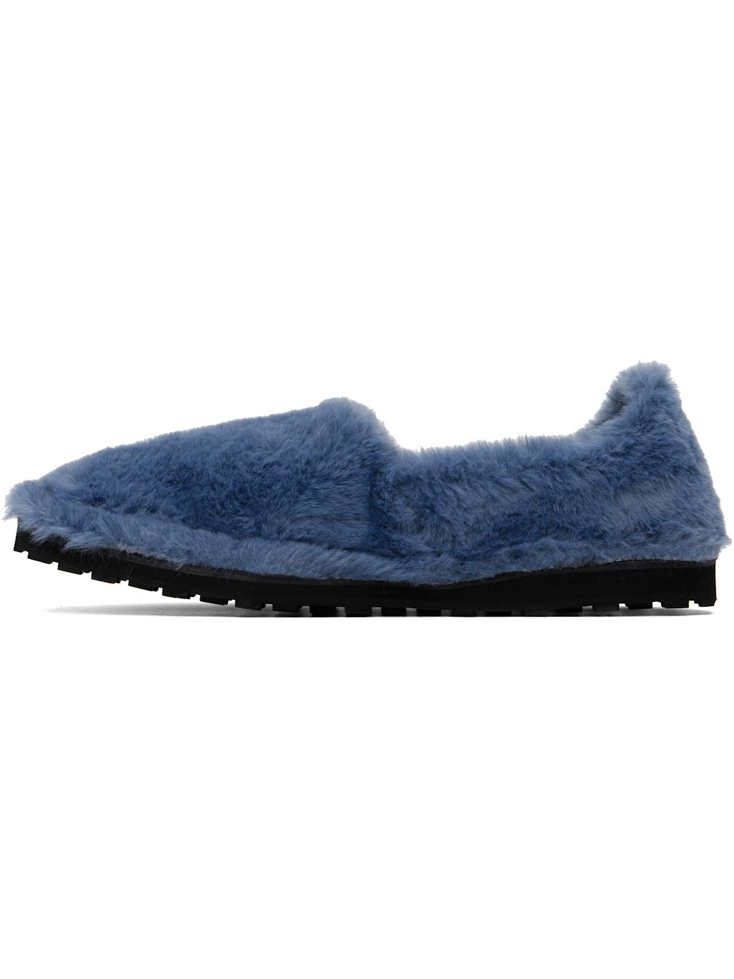 Blue Faux-Fur Loafers - 3