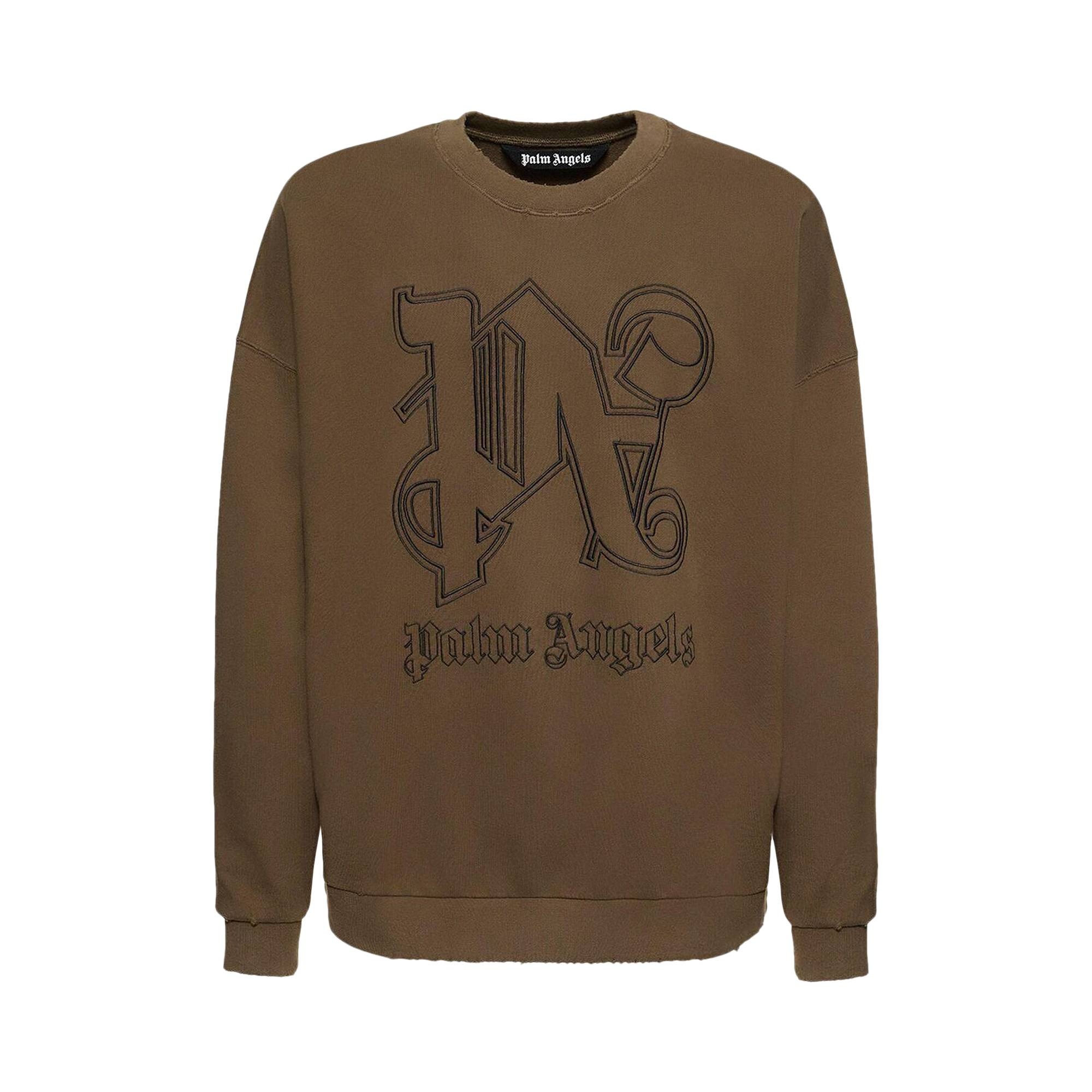 Palm Angels Monogram Statement Crew 'Brown/Black' - 1