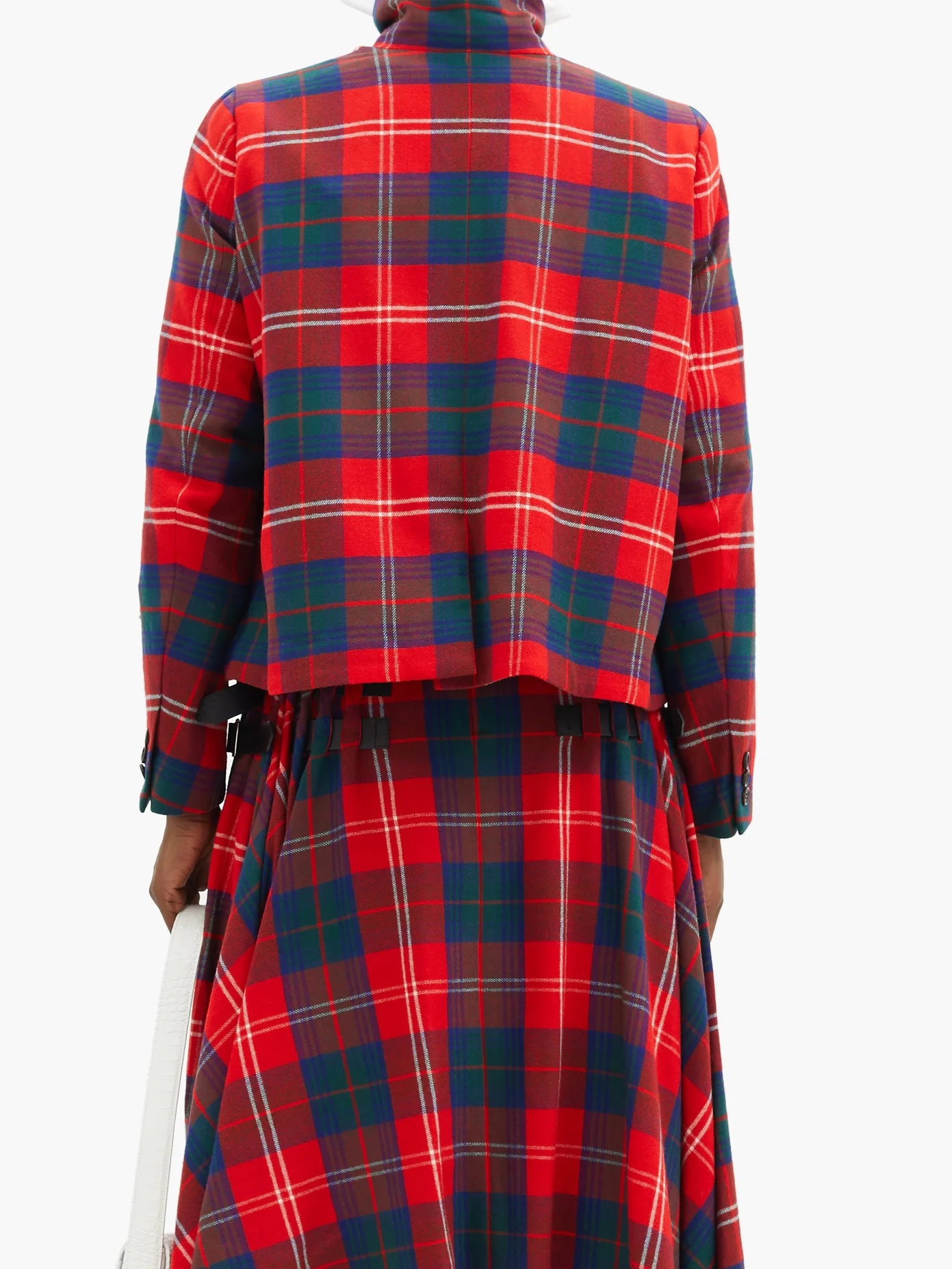 Buckle-strap tartan wool-blend jacket - 5