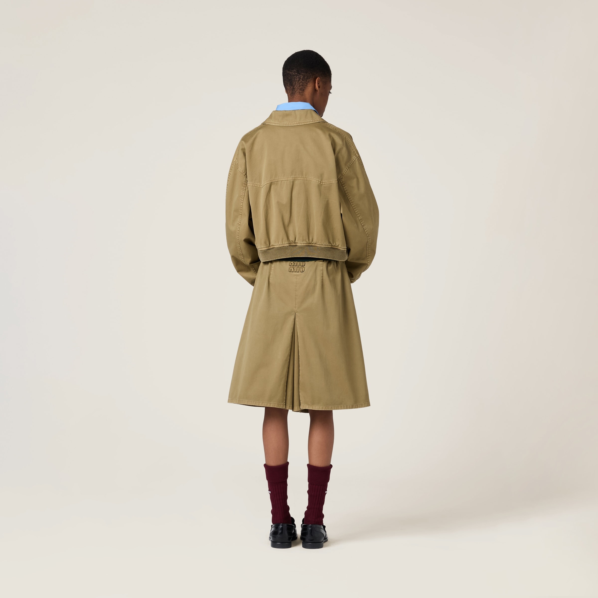 Garment-dyed cotton satin skirt - 5