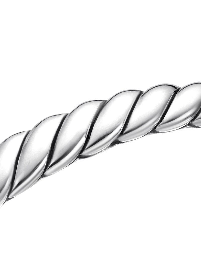 Women's Sculpted Cable Bangle Bracelet in Sterling Silver, 7mm - Sterling Silver 5