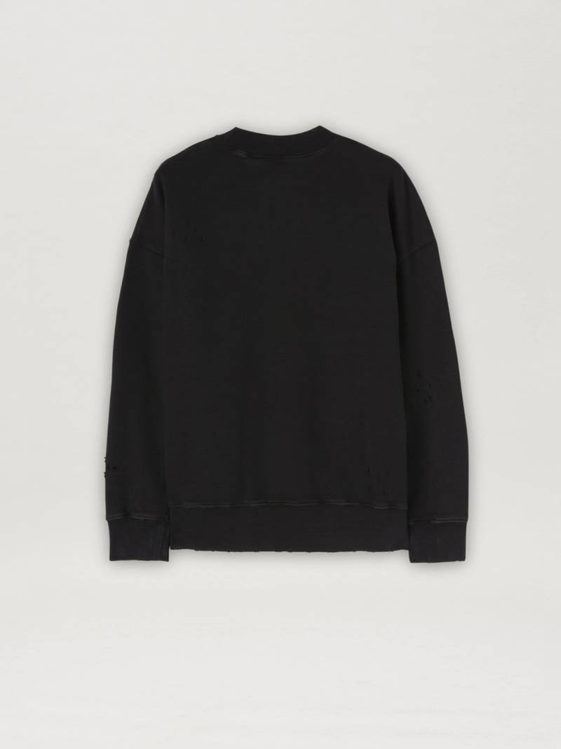 Palm Angels Burning Logo-print distressed sweatshirt outlook