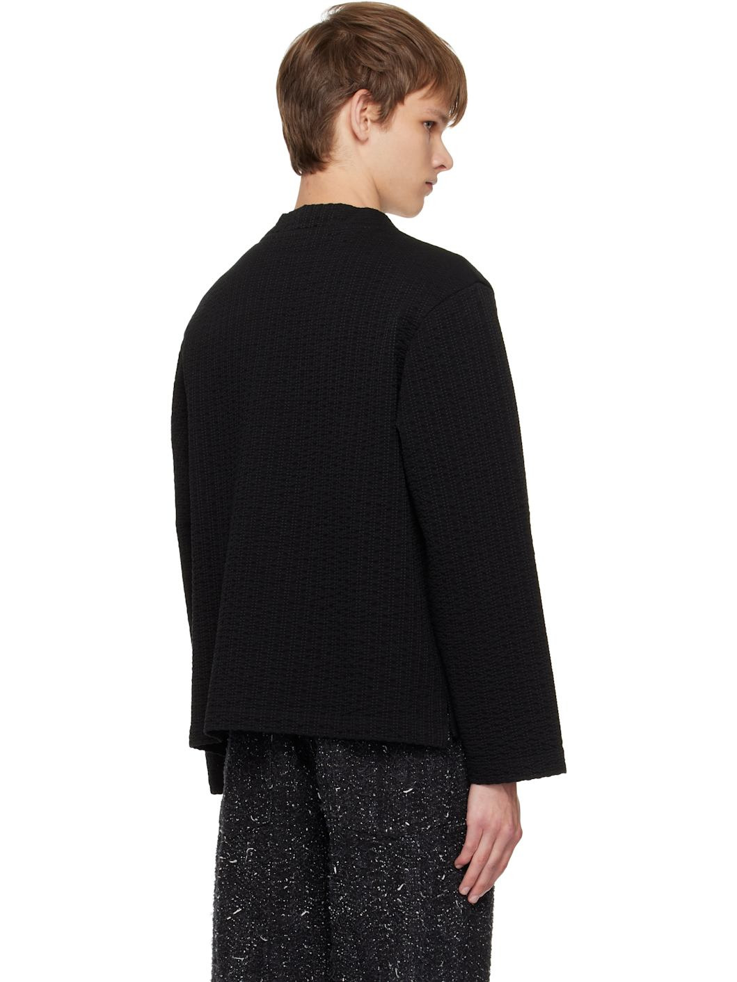 Black Embroidered Linestitch Smock T-shirt - 3