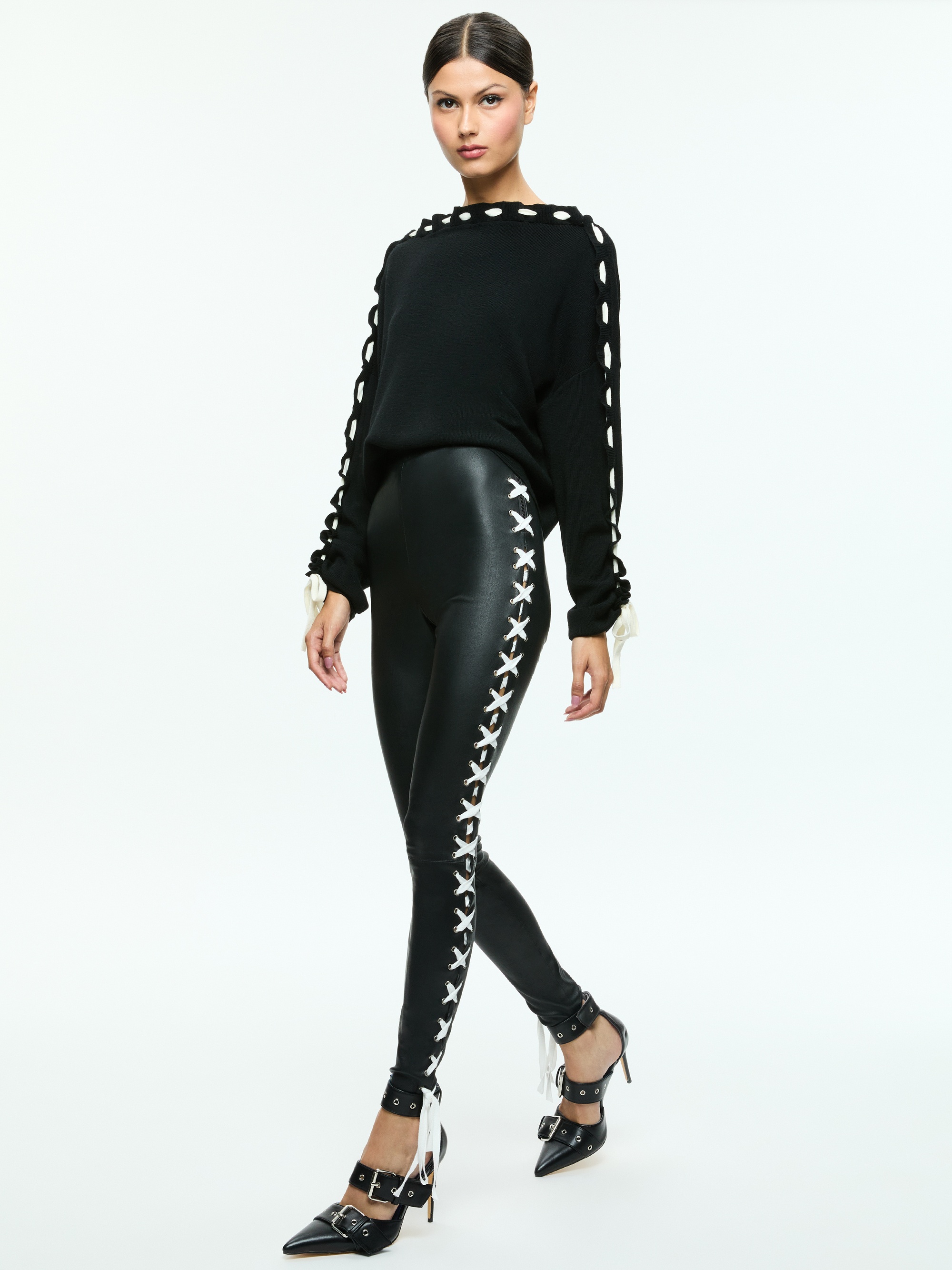 CALANDRA LACE UP SLEEVE PULLOVER - 6