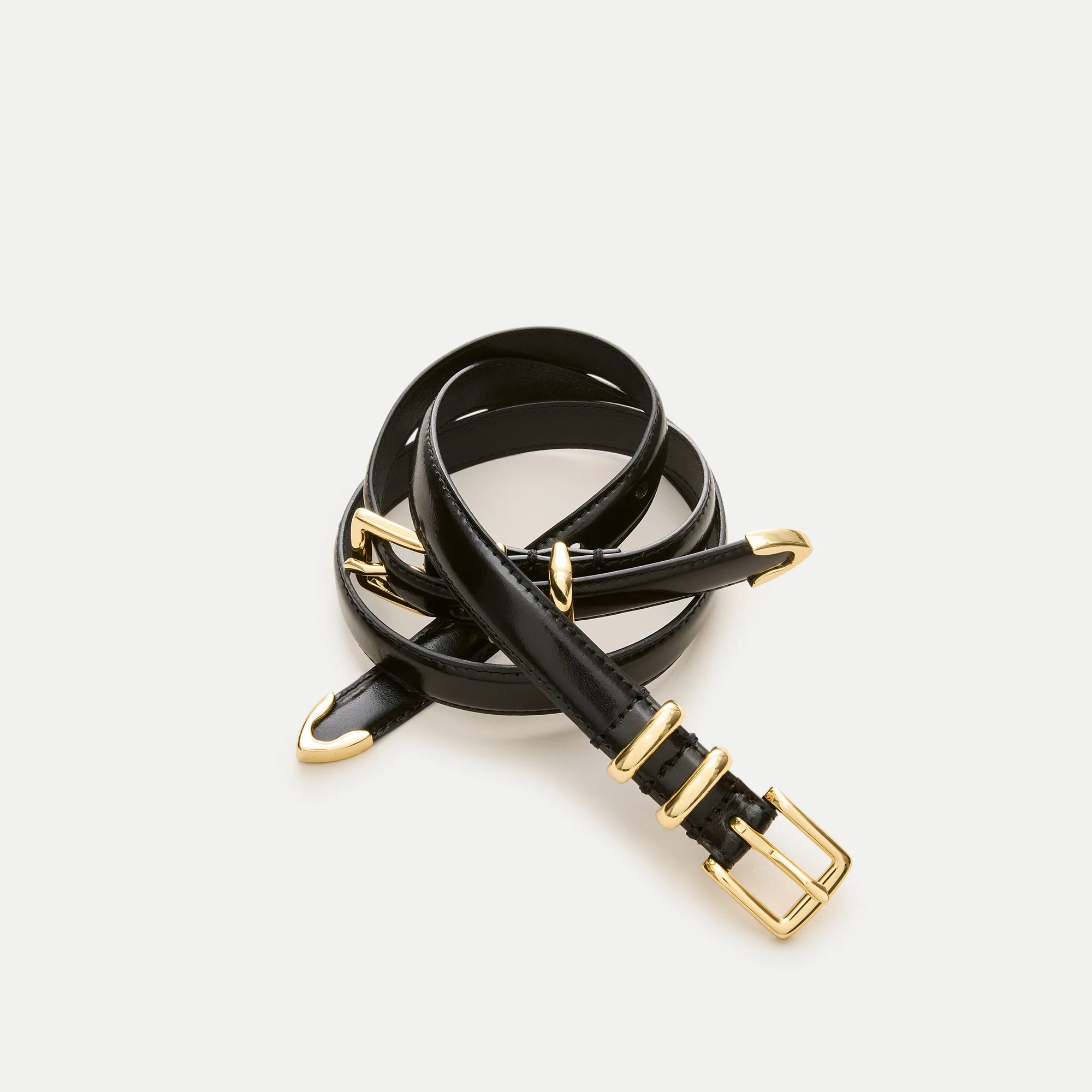 Double-buckle belt in Italian leather - 1