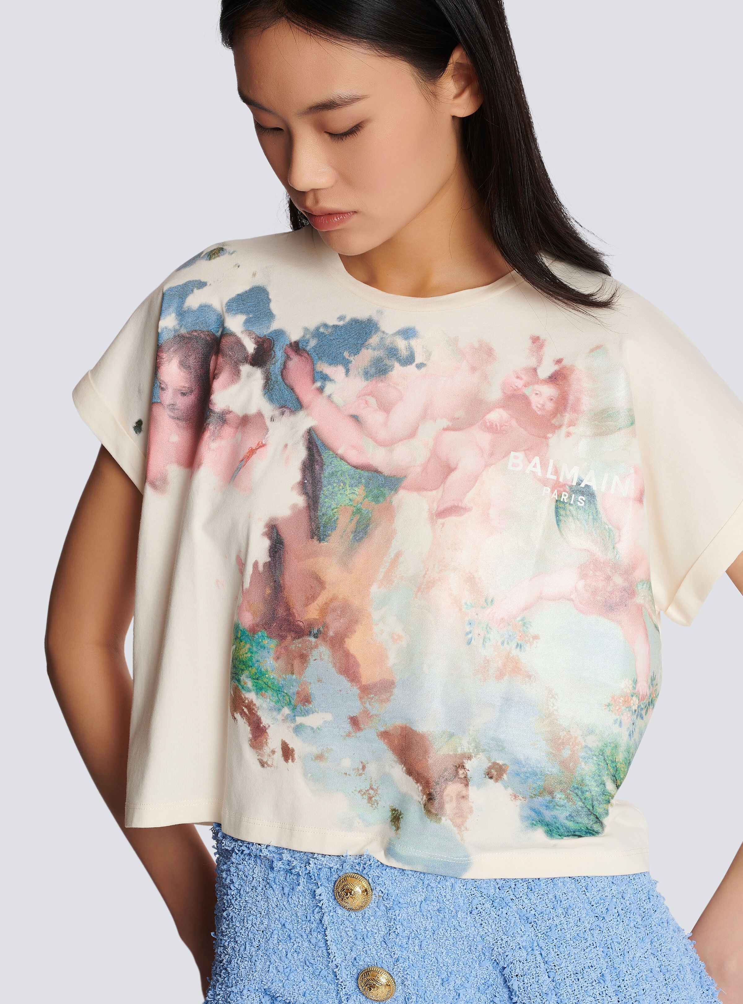 Cropped Pastel print T-shirt - 6