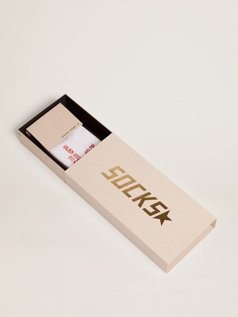 Golden Goose White socks with red lettering print outlook