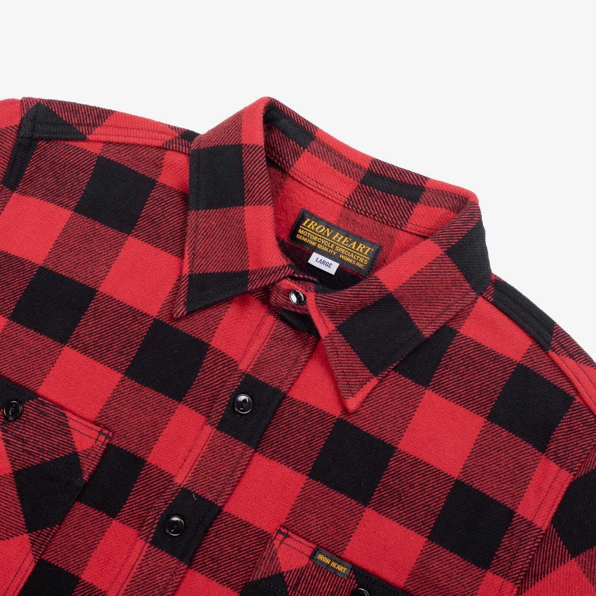 IHSH-244-RED Ultra Heavy Flannel Buffalo Check Work Shirt Red/Black - 2
