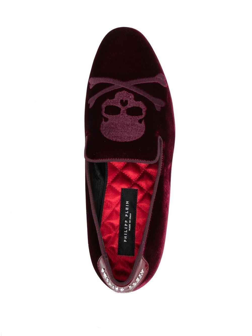 20mm skull embroidered velvet loafers - 4