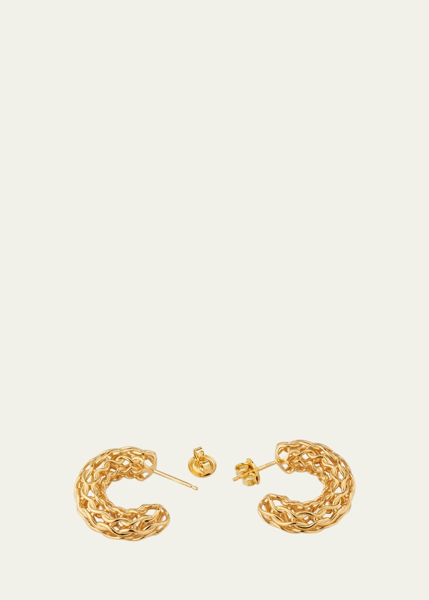 Gold-Finish Sterling Silver Hoop Earrings - 4