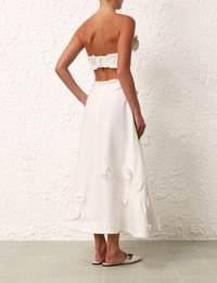 【Zimmermann】MATCHMAKER ROSE FLARE SKIRT フレア スカート ZIMMERMANN Matchmaker Rose Flare appliquéd linen midi skirt