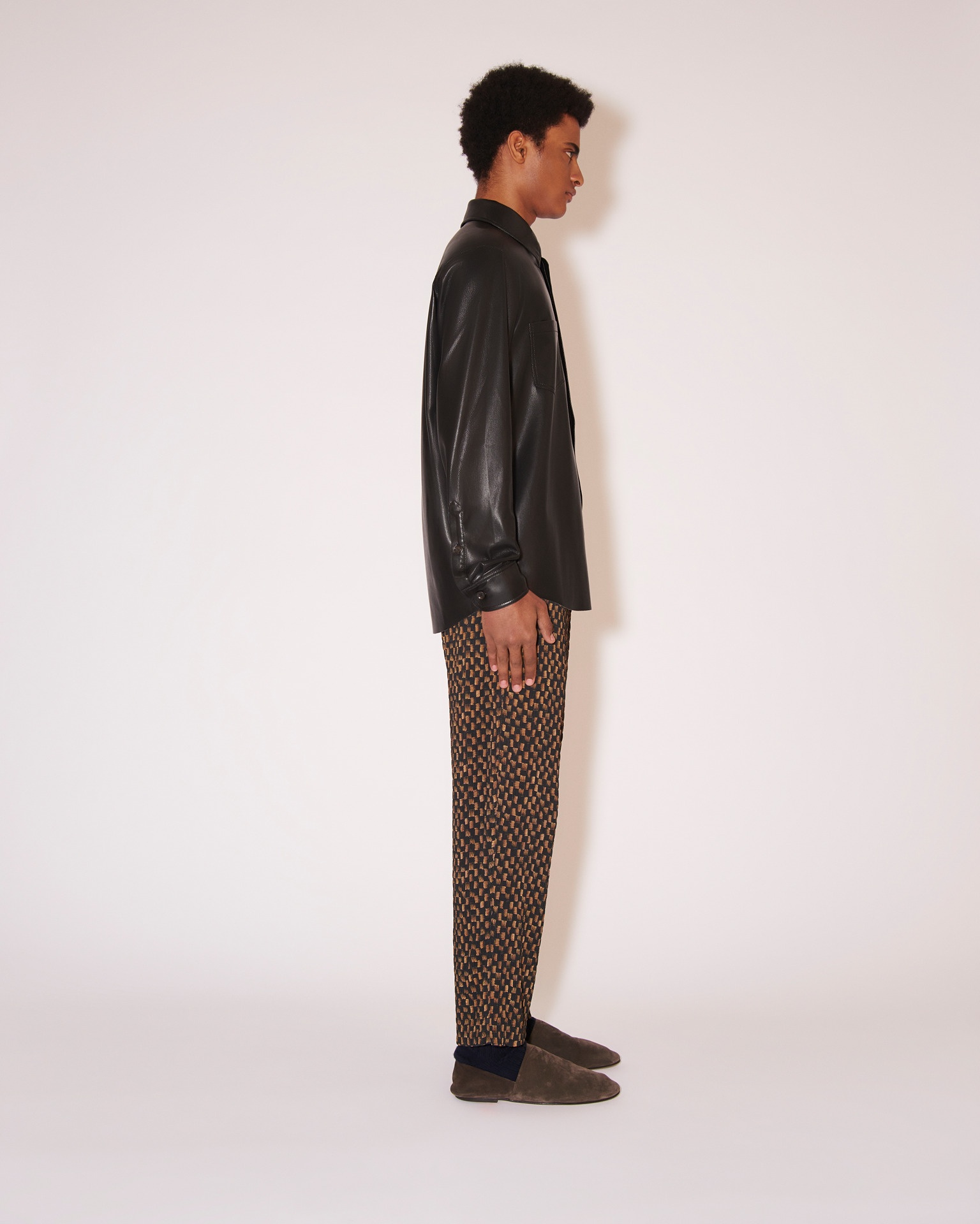 DECLAN - Vegan leather shirt - Black - 3