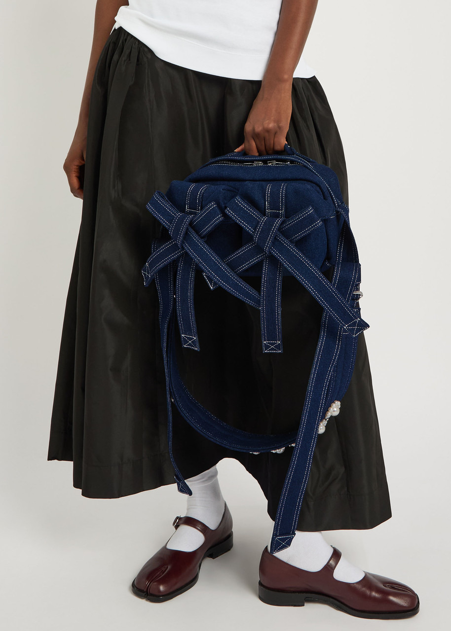 Simone Rocha Bow Embellished Denim Cross-body bag - 6