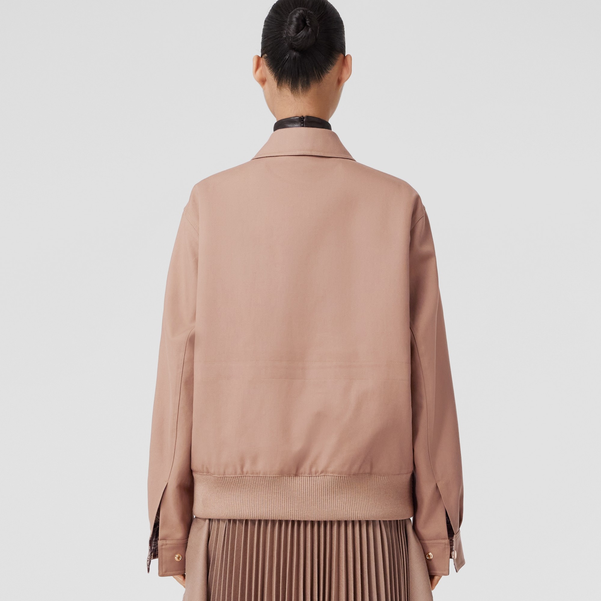 Zip Pull Detail Cotton Gabardine Harrington Jacket - 4