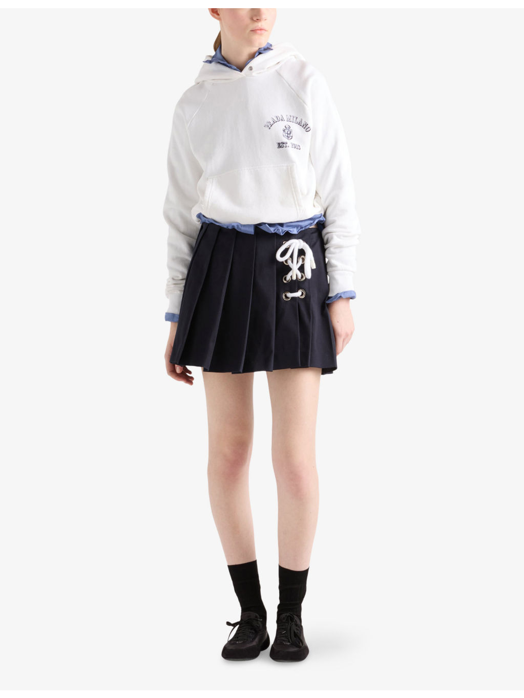 Pleated Stretch-Cotton Mini Skirt - 2