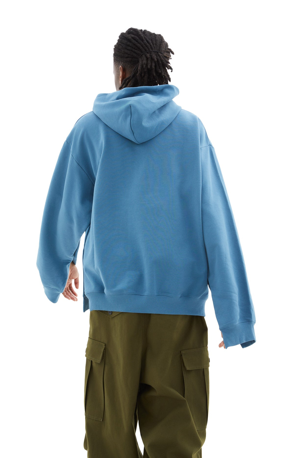 MEN'S COTTON HOODIE WITH SIDE ZIPS (OPAL) - 4