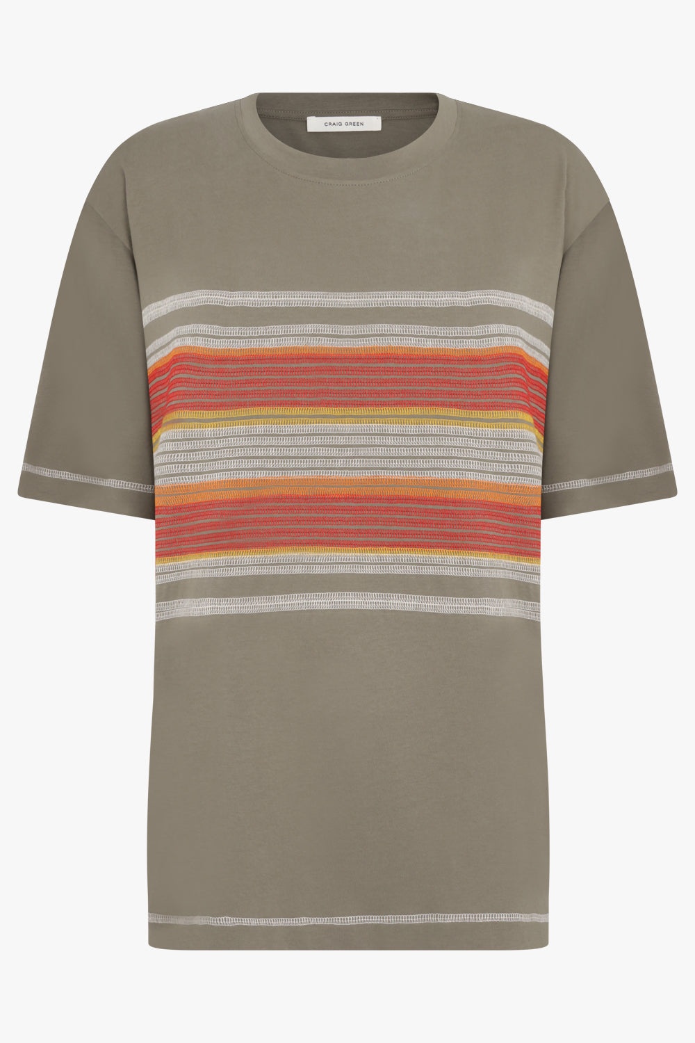 FLATLOCK STRIPE T-SHIRT | OLIVE - 1