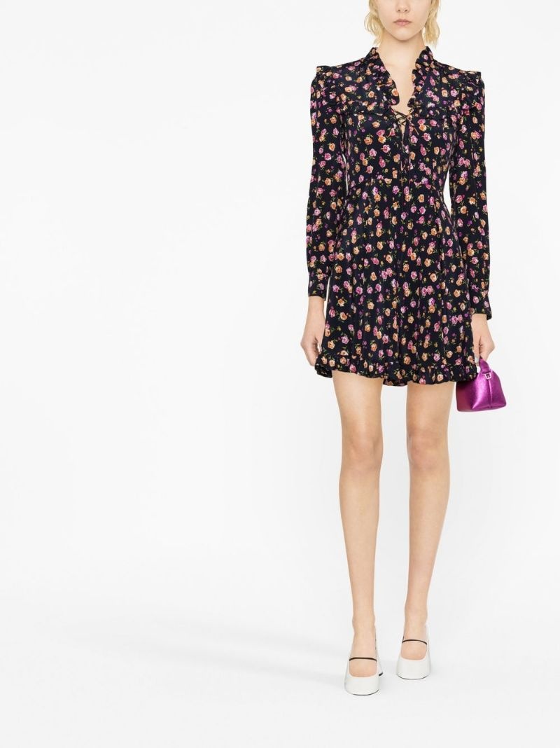 floral-print silk mini dress - 2